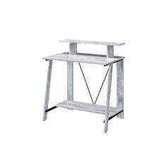 Mesa de escrita retangular, mesa de escritório doméstico com moldura de metal em forma de V, mesa de estudo, mesa de computador, penteadeira de maquiagem, estação de trabalho para pequenos espaços