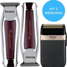 Kit Profissional Masculino: Barbeador Kemei 2024 + Máquina
