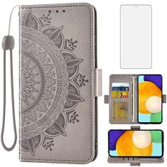 Asuwish Capa carteira compatível com Samsung Galaxy A52/A52S 5G, protetor de tela de vidro temperado, suporte para cartão, alça de pulso, suporte para celular para Glaxay A 52 S 4G G5 Gaxaly 52A S52