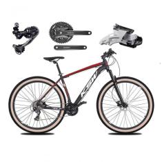 Bicicleta Aro 29 Ksw Xlt Deore E Altus 27v Freio Hidráulico Garfo Trava Pneu Faixa Bege - Preto-vermelho-branco Tam.21