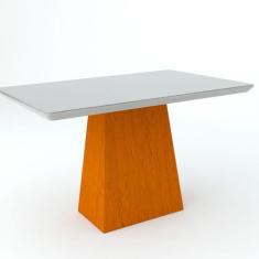 Mesa de Jantar Para 4 ou 6 Lugares Tampo De Madeira Com Vidro Bárbara 