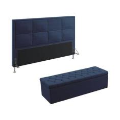 Kit Cabeceira Estofada Decorativa Maia 195 Para Cama King e Calçadeira