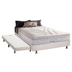 Cama Box C/Auxiliar Casal: Colchão Herval Maxspring American + Base Crc Courano Branco(138X188)