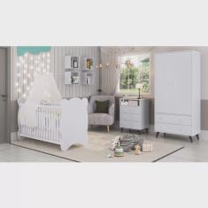 Quarto de Bebe Completo 3 Peças 1 Cômoda 1 Roupeiro 1 Berço Pipoca Móveis Percasa