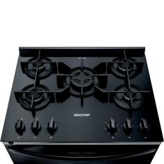 Fogão Brastemp BFS5VCE 5 Bocas Mesa de Vidro Turbo Chama Preto - Bivolt