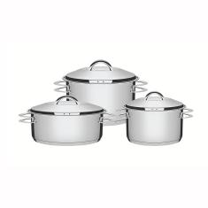 Jogo De Panelas Solar Em Aço Inox Com Fundo Triplo Indução 3 Peças - Tramontina 65510740