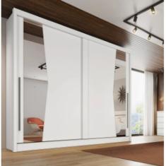 Guarda Roupa Casal 2 Portas de Correr Com Espelho Geom - Móveis Novo Horizonte - Branco
