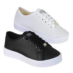 Kit 2 Pares Tênis Feminino Casual Sola Alta Flatform Confortável Sapat