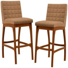 Kit 02 Banquetas Alta Para Cozinha Sala De Jantar Fixa Mila L02 Bouclê