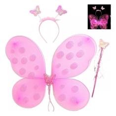 Fantasia Feminina Adulta Infantil Com Led Asas Varinha 30 Cm - 70P Bri