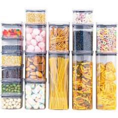 Kit 12 Potes Herméticos Quadrados Empilháveis - Paramount