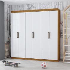 Guarda Roupa Infantil Iona 6 Portas Freijó Com Branco