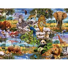 4 Quebra-Cabeça Cognitivo Idosos Animais Selvagens 24 pc - Coleção TEA