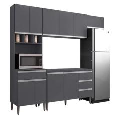 Cozinha Modulada Andréia 5 Peças 240cm Cinza - Ajl Móveis Cinza