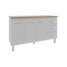 Armário Deise Cozinha Gabinete De Pia 150 Cm Branco E Tampo Tampão 150 Cm Mobília Decor Savana