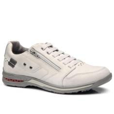 Tenis Masculino Cano Curto em Couro com Ziper Lateral Sapatenis Pegada 114858-Masculino
