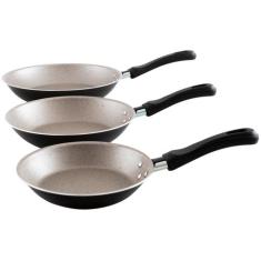Jogo Frigideira Alumínio 3 Peças Caribe Tramontina - Preta, Preto, 16c