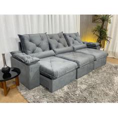 Sofá Retrátil Reclinável 2,70 m Cinza 502 Zuqui Plus - MASTER