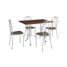 Conjunto Sala De Jantar Artefamol Bruna Mesa Com 4 Cadeiras - Branco/Rattan