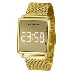 Relógio Feminino Digital Lince Led Mdg4619l Dourado