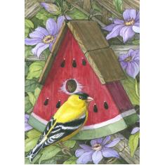 Toland Home Garden Casa de pássaro de melancia 71 x 101 cm, decoração colorida, primavera, verão, pássaro, casa, bandeira