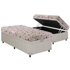 Cama Box Baú Solteiro: Colchão Espuma Herval D26 Sueño + Base CRC Courano Clean(88x188)
