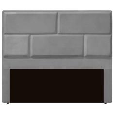 Cabeceira Casal Estofada Para Cama Box Jade Veludo Cor Cinza Claro