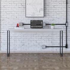 Mesa Dynamica 150x50x75cm Branco Chess - Est.preta Branco Chess - Est.preta