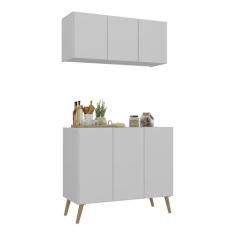 Kit Armário de Cozinha Aéreo e Balcão 3 Portas Retrô Multimóveis MP216