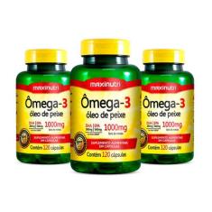 Kit 03 Ômega 3 Óleo de Peixe 120 Capsulas 1000mg Loja Maxinutri