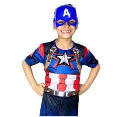 Fantasia Infantil Curta Capitão America Enchimento E Máscara - Alicia 