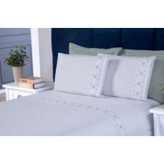 JOGO DE LENÇOL DAMASCO QUEEN 04 PEÇAS 100% Algodão Percal 200 Fios - M
