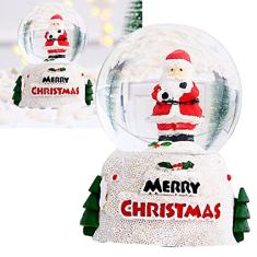 Bola de Cristal Brilhante de Natal, Enfeites de Mesa Sonhadoramente Fofos, Luz Noturna Operada por Bateria, Pintura Manual, Decoração de Bola de Vidro de Resina para Presente