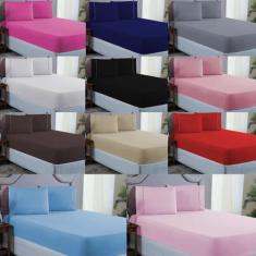 Conjunto Lençol Casal Ponto Palito Micropercal 400 Fios 3 Peças Cama B