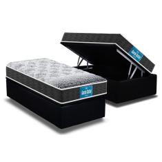 Cama Box Baú Solteiro: Colchão Anatômico Probel D28 / ep Guarda Costas PróMiddle Double Face + Base crc Suede Black(88x188)