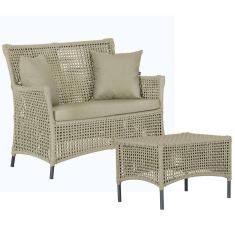 1 Sofá Área e Mesa Igapó Alumínio Pintura Preta Corda Náutica Estofado Impermeável Almofada 7 Trama