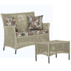 1 Sofá Área e Mesa Igapó Alumínio Pintura Preta Corda Náutica Estofado Impermeável Almofada 6 Trama