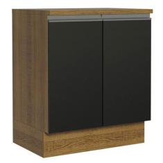 Balcão de Cozinha Madesa Glamy 70cm 2 Portas Preto