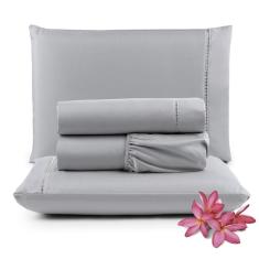 Jogo Cama Lençol Unique Casal 400 Fios - Cinza