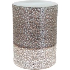 BANQUETA CERÂMICA BANCO DECORATIVO JARDIM GARDEN 47x34x34cm BEGE - NH,