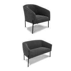 Sofá Namoradeira e Poltrona Pé Ferro Preto Stella Bouclê D03 - D'Rossi