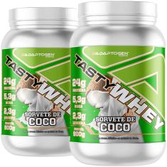 Suplemento Kit 2x Tasty Whey Isolado 3w Coco 900g Adaptogen