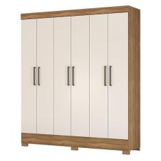 Guarda Roupa Casal Verso 6 Portas de Bater 2 Gavetas MDP Amêndola-Off White Demóbile
