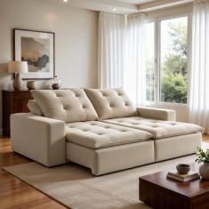 Sofá 4 Lugares Retrátil e Reclinável Super Pilow 250cm Paris Veludo - 