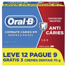 Creme Dental Oral-B 123 Anti Caries Menta Suave 70g 12 unidades