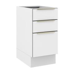 Balcão Madesa Lux 40 cm 3 Gavetas (Sem Tampo) - Branco/Branco Veludo