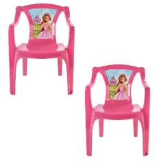 Kit 2 Mini Cadeira Poltrona Infantil Rosa Com Label Arqplast