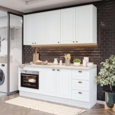Cozinha Compacta 4 Peças com Balcão Para Forno de Embutir Emily Branco/Calcare