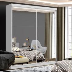 Guarda-Roupa Solteiro 2 Porta de Correr e 6 Espelhos Mia Branco