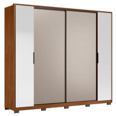 Guarda Roupa Casal Laredo Nogueira Nude Prime TX Flex com Espelho e Pés Demóbile - Demartêz